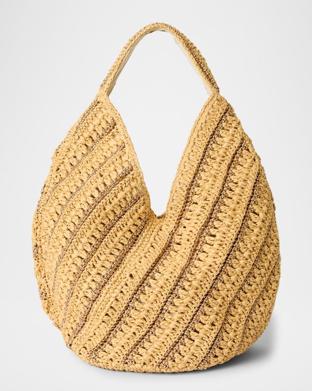 Harper Striped Straw Hobo Bag